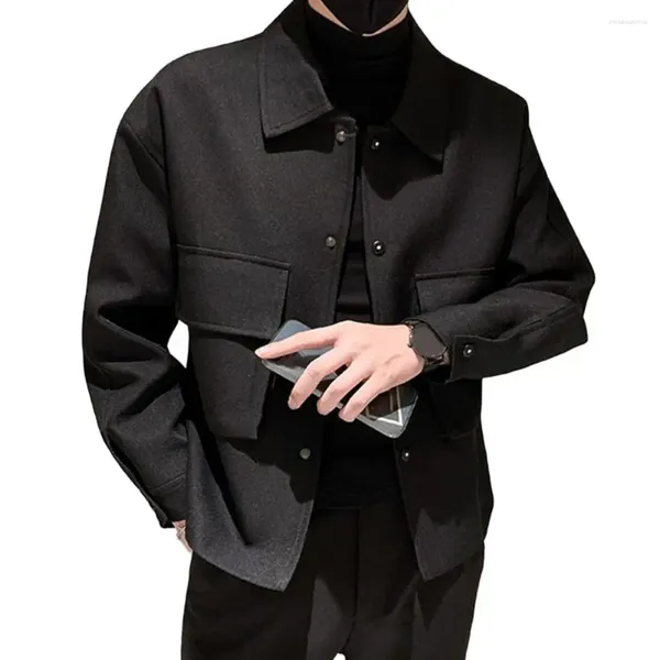 Giacche da uomo Capispalla da uomo elegante a maniche lunghe Cappotto cargo monopetto skinny stile coreano