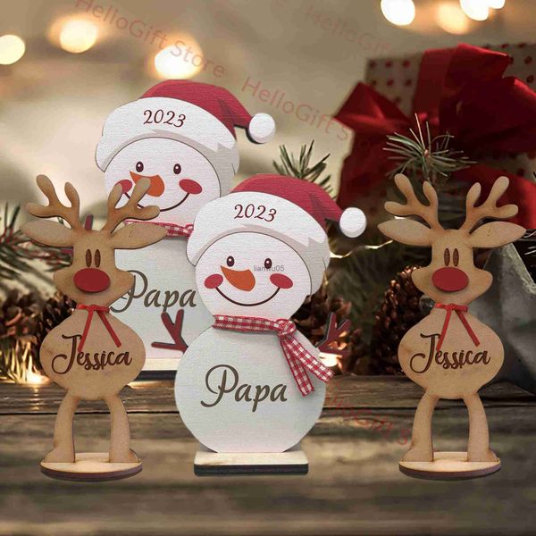 Decorações de Natal Presentes de Natal personalizados Decoração de renas e bonecos de neve Enfeites de Natal para decoração familiar Nomes de lugares de configuração de mesaL231117