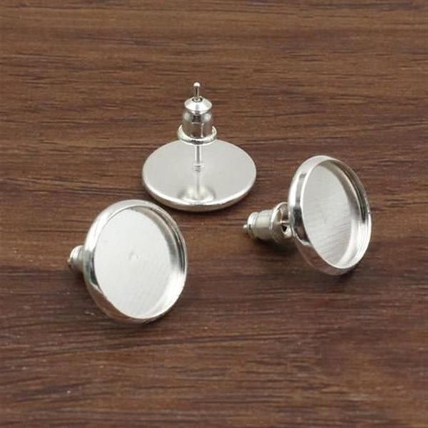 12mm 10mm 8mm tamanho interno brincos de prata de cobre moldura em branco base de anel de cabochão em branco para anel diy 100 peças / lote K05122257g