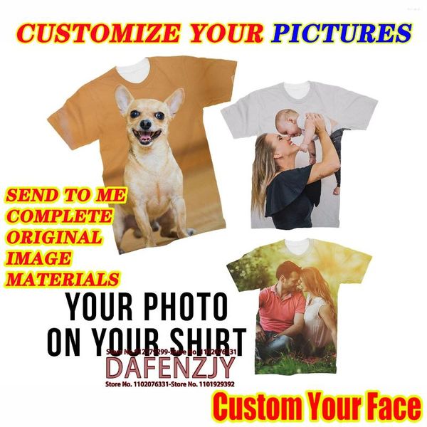 Herren T-Shirts Sommer Custom Your Po/Name Shirt 3D-gedruckte Kurzarm Harajuku Street Hip Hop