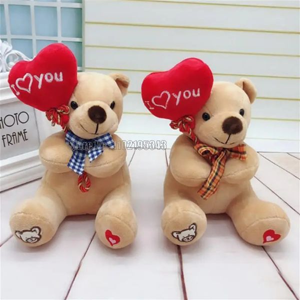 Plush Dolls Cute Teddy Love Heart Heart shaped Bear Doll Scarf Stuffed Animals Kawaii Room Decor Valentine Gifts Toy 231204