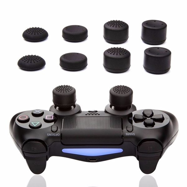 8pcs/set siyah silikon başparmak çubuk tutamakları analog joystick kavrama kapakları ps5 ps4 için xbox bir denetleyici dhl fedEx ups ücretsiz gönderim