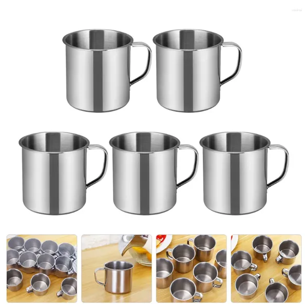 Tasses en acier inoxydable café métal Camping tasse eau thé poignée voyage gobelet randonnée pique-nique sac à dos maternelle maison