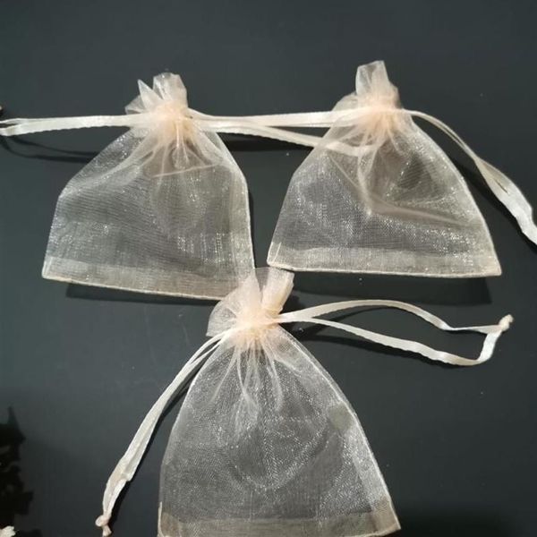 Sacos de cordão de joias champanhe, bolsas de presente de organza, especiarias, café, natal, presente de casamento, embalagem 7x9 9x12 10x15cm, bolsas 184n