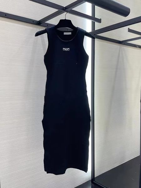 Damen-Freizeitkleid, O-Ausschnitt, sexy LOE-Stickereidruck, ärmelloses Kleid für Damen, Party, Strandkleidung