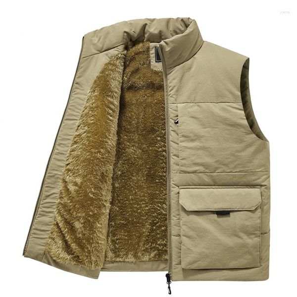 Erkek yelek büyük boy 6xl kış sıcak kolsuz boş zaman pamuklu çileli yelek ceket kalınlaşmış moda birçok cep ceketi erkek