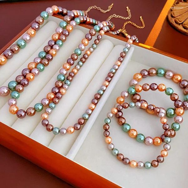 Ensemble collier et boucles d'oreilles en perles multicolores, collier/bracelet exquis, classique, géométrie de fête, bijoux de luxe pour femmes, 2023