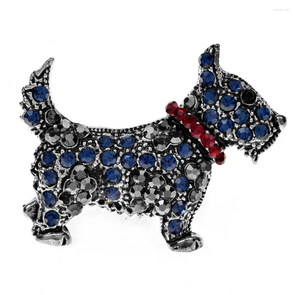 Broşlar Cindy Xiang Rhinestone Schnauzer Köpek Broş Sherry Pin Mavi Renkli Hayvan Takı Sevimli Küçük Kış Aksesuarları Yüksek Kalite