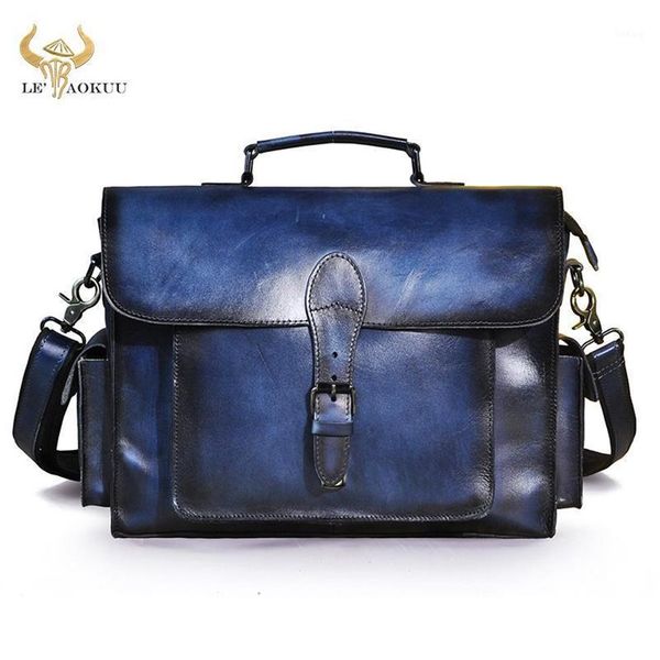 Herren Echtleder Designer Business Aktentasche 13 Laptop Dokumententasche Vintage Commercia Attache Portfolio Umhängetasche 20231W