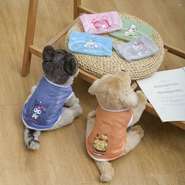 Vestuário para cães de vestes de malha de verão para resfriamento de roupas para cães pequenos boomerang bichon teddy colete fino de cachorro de gato de gato respirável