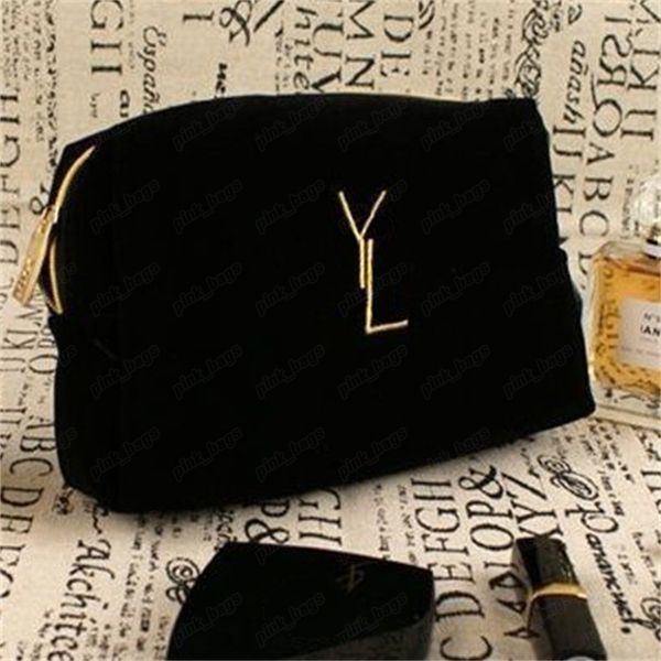 Bolsa de maquiagem de designer Bolsas de cosméticas de veludo bordadas Casos de lavagem de lutas de luxo Corduroy ys compõe bolsa cosmética bolsa de embreagem 2312041bf