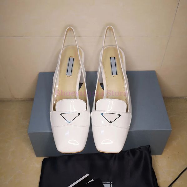 Sapatos de vestido de luxo high end slingbacks designer moda mulheres sandálias de salto robusto senhoras festa clássica sapato de barco plano sola de damasco francês baixo plano couro genuíno