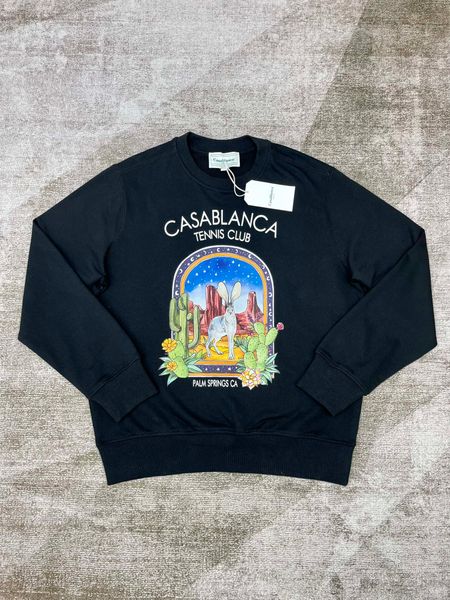 24AW Felpa con cappuccio Casablanca Fashion Trend Designer Felpa con cappuccio Stile classico Casual Delicato ricamato a mano Lettera Stampa Cotone Comodo maglione pullover