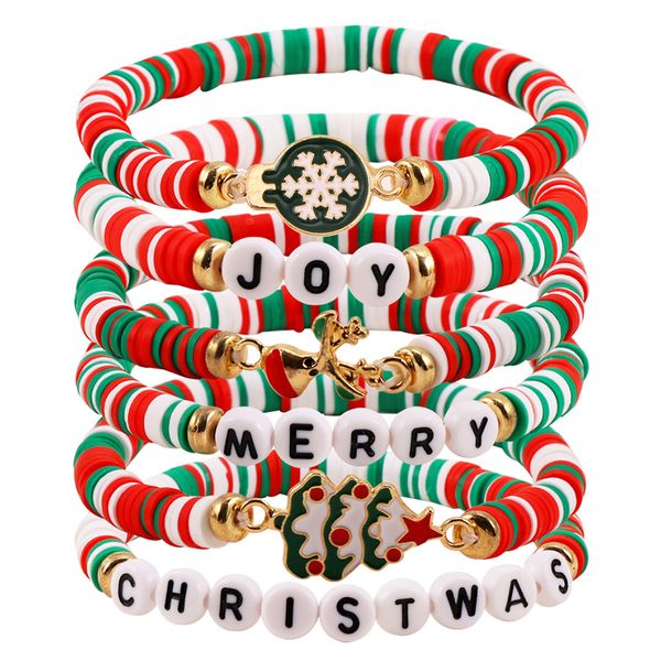 Набор браслетов из глины Heishi для женщин, красочные штабелируемые виниловые диски, полимерные эластичные браслеты из бисера, элегантные богемные летние пляжные очаровательные украшения для рождественских подарков
