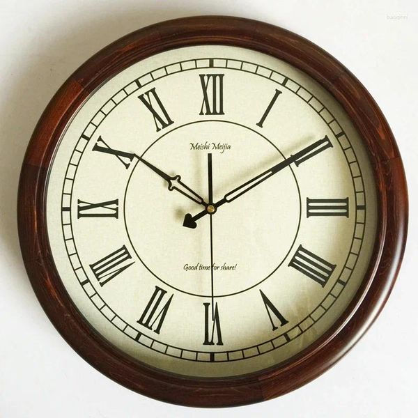 Relógios de parede Grande Relógio de Luxo Retro Silencioso Madeira Sólida Decoração de Casa País Americano Sala de estar Moderna Horloge Presente FZ642