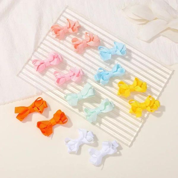 Accessori per capelli 38 Pz/lotto All'ingrosso Neonate Archi Clip Mini Arco Solido Con Clip Copricapo Fatti A Mano Pin Babe