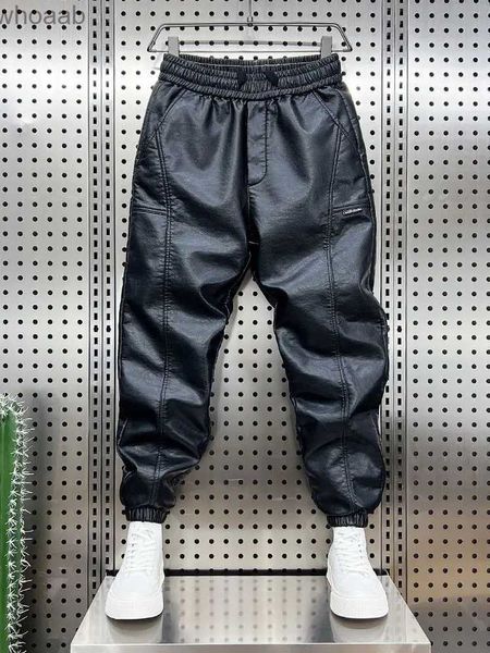 Pantaloni da uomo pantaloni in pelle alla moda pantaloni hip hop harem pantaloni sciolti per pantaloni da jogger all'aperto marca di lusso abbigliamento di alta qualità yq231204