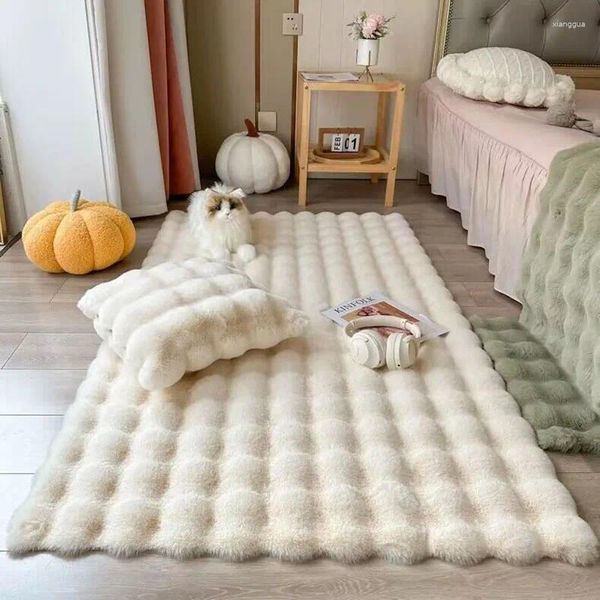 Tappeti Tappeto in peluche in stile crema Tappeto in pile a bolle Tappetino per finestra del soggiorno Coperta Tappeti per tavolino per la camera da letto Pavimento del bagno