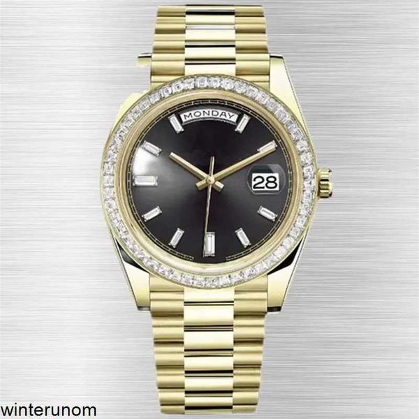 Roiex Uhren DayDate Armbanduhr Einzigartige Uhrenuhr Herren Armbanduhren Herren Luxus Diamant Lünette 2813 Uhrwerk Uhr Feine Edelstahl Armbanduhr Saphir HBTJ