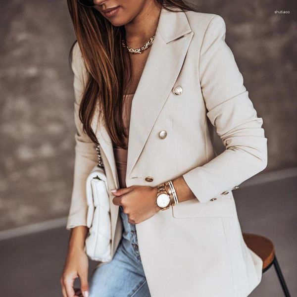 Jaquetas femininas primavera fina mulheres moda branco preto blazers e 2023 chique botão escritório terno casaco senhoras elegante outwear