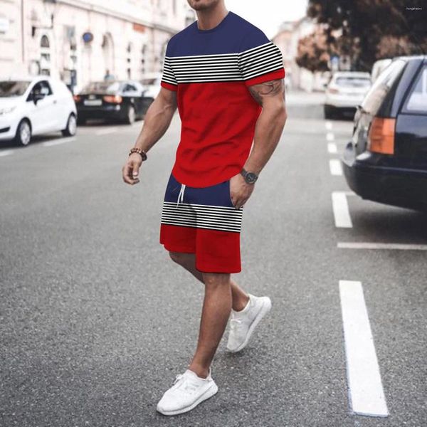 Erkekler Trailsits For Men için Set Summer Tshirt Plajı Sıradan Artı Boyut İki Parça Setleri Man Sport Suit Giyim 2