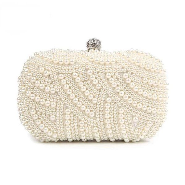 Parel Clutch Bags Dames Portemonnee Dames witte handtassen Avondtassen voor feest Bruiloft zwarte schoudertas Bolsa Feminina 2110212289