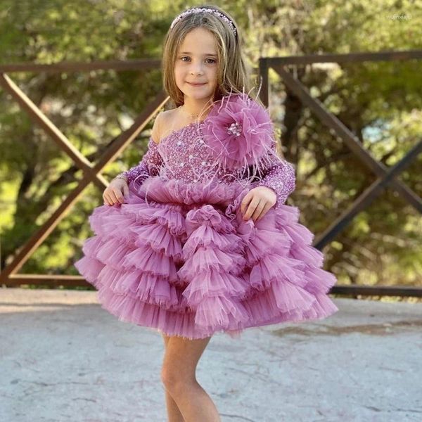 Mädchen Kleider Mädchen Prinzessin Kleid mit abnehmbarer Schleppe Kaskadentüll Blume Kleinkind Kinder Party Festzug Kleider