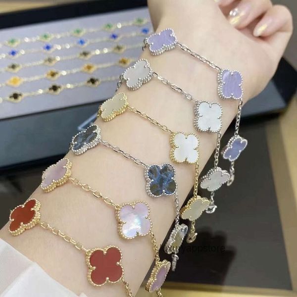 braccialetto di design Van Clover nuovo braccialetto di fascia alta con cinque fiori di trifoglio, braccialetto reversibile non sbiadito, regalo per amiche e amiche