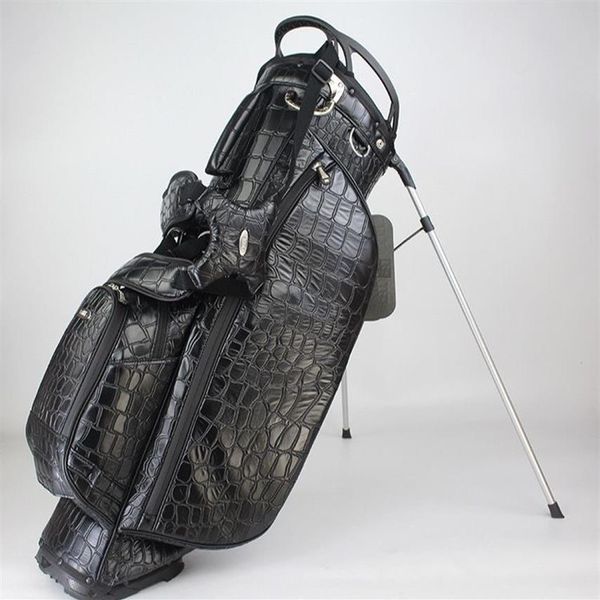 Siyah timsah golf çantası, bir omuz çantası çok fonksiyonlu suprof kapağı şeffaf özelleştirilebilir let289h