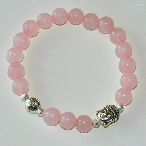 Strand rosequartz cristal pedra natural buda lótus cura energia energia pulseira meditação coração chakra espiritual mente corpo s