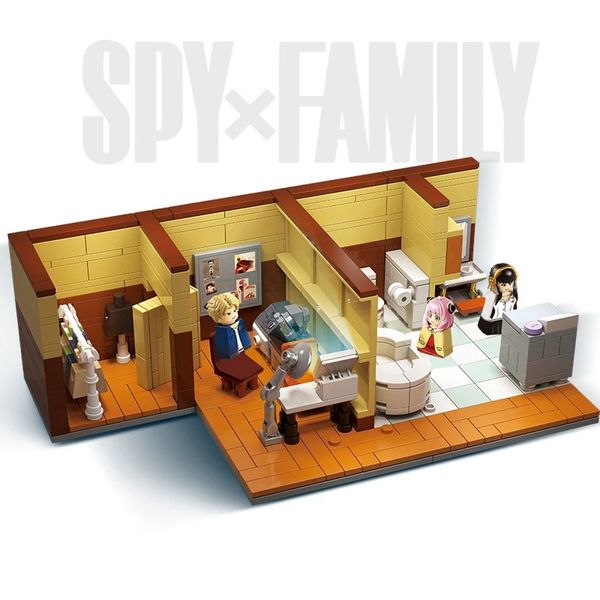 Литая под давлением модель MOC Anime Spy X Family Fig Loid Anya Forger Action Model Kit Туалет, секретная комната, набор блоков, рождественские подарки, детские игрушки для мальчиков 231204