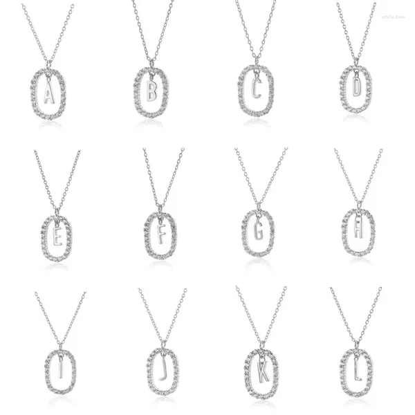 Anhänger Halsketten 925 Silber Überzogene Zirkon Buchstaben A - Z Initial Alphabet Charme Halskette Für Frauen Mädchen Geburtstag Schmuck Geschenk Dz334