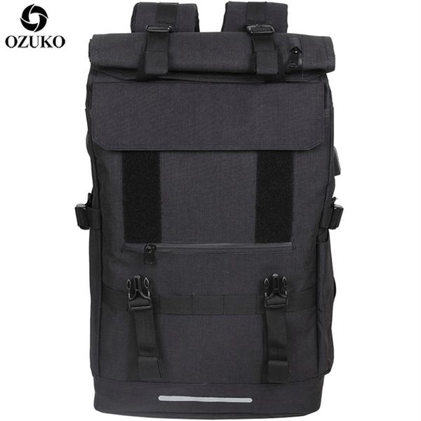 Ozuko 40L Büyük Kapasiteli Seyahat Sırt Çantaları Erkekler USB Ücret Dizüstü Bilgisayar Sırt Çantası Gençler için Çok Fonksiyonlu Seyahat Erkek Okul Çantası 211203287U