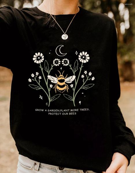 Damen-Kapuzenpullover, wachsen Sie einen Garten, pflanzen Sie mehr Bäume, schützen Sie unsere Bienen, Sweatshirt, Bee Kind, trendige Pullover, Blumen-Sweatshirts, Damenmode, lässiges Oberteil