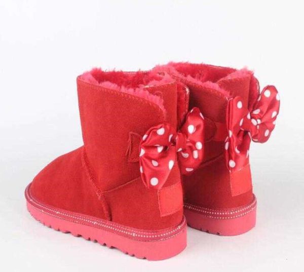 2024Snow UG Boots Классический дизайн Короткие для маленьких мальчиков и девочек Дети с галстуком-бабочкой и ромбовидной моделью на меху со встроенным мехом, сохраняют тепло, хит продаж