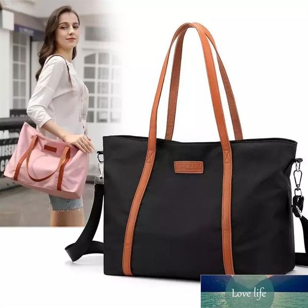 Casual extra grande náilon tote bolsa de ombro das mulheres 15 6 computador viagem feminino grande pano bolsas compras senhoras sacos pretos 1937