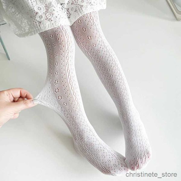 Kinder Socken Sommer Mesh Dünne Baumwolle Netting Strumpf Nette Vintage Koreanische Weiß Fishnet Lolita Strumpfhosen Strumpfhosen für Kinder Baby Mädchen kinder R231204