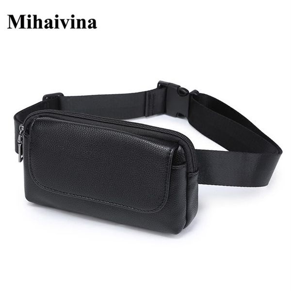 Tutta la moda donna marsupio nero donna PU cintura in pelle confezioni da viaggio custodia per telefono piccole borse Mihaivina 211006286F