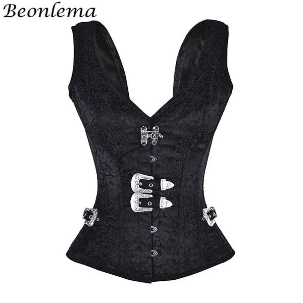 Altre mutandine Beonlema Corsetto gotico nero Bustier sexy Donna Corsetti Steampunk in osso d'acciaio Overbust Goth Korse Top Corsetto vintage Femme 231204