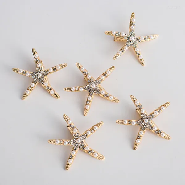 Fermagli per capelli 5 pezzi Clip di stelle marine Accessori per forcine dorate fatte a mano con stelle marine EA