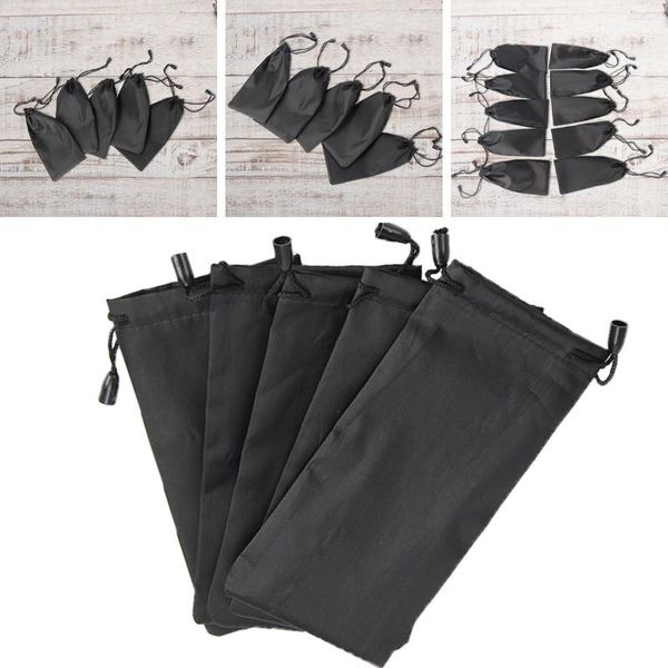 Bolsas de jóias 10 pcs sem incômodo pano cor sólida saco preto moda óculos de sol óculos portáteis cordão macio