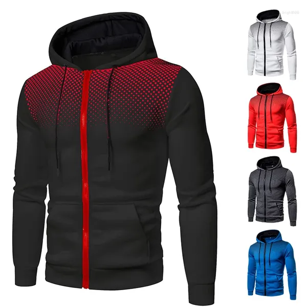 Hoodies masculinos moda ponto zip up roupas esportivas de lã moletom com zíper para sudaderas elegantes con capucha felpe uomo