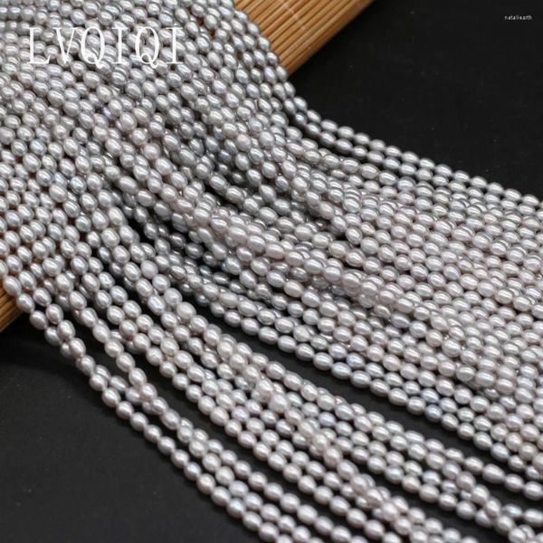 Pietre preziose sciolte Perle di perle d'acqua dolce naturali Distanziatore a forma di riso grigio squisito per la creazione di gioielli Accessori per braccialetti, collane fai-da-te