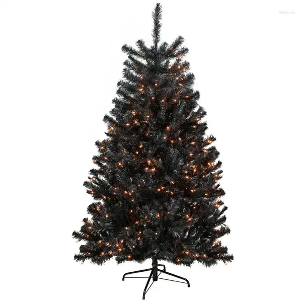 Fiori decorativi Prelit Incandescente Nero Nobile Abete rosso Artificiale Halloween Albero di Natale 6' Cerchio Ghirlanda Tavolo Mini Corona Aros Para