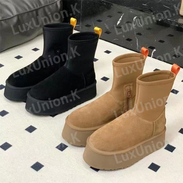 Botas de inverno clássicas botas de neve botas longas mulheres novas botas elásticas slim fit elegantes e versáteis com zíper lateral de pelúcia sapatos de algodão grosso 35-40