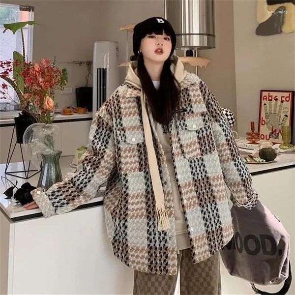 Giacche da donna Versione coreana Tweed grossolana Piccola giacca profumata per le donne In primavera Autunno 2023 Cappotto da studente retrò aderente da lavoro Top Trend