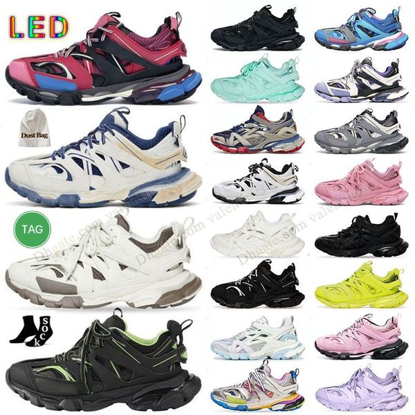 LED Sepetler Track 3 Tasarımcı Lüks Ayakkabı Erkek Kadın Lüks Marka Üstleri 3.0 Beyaz Siyah Sabah Tess.S. Gomma Deri Eğitmeni Naylon Basılı Platform Spor Kekiği