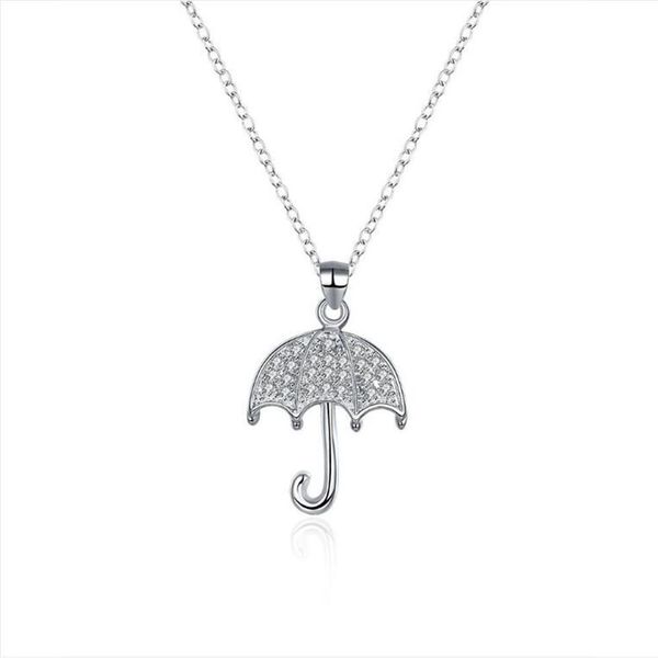 Collana in argento sterling placcato 18 pollici Collana semplice con pendente in pietra ombrello DHSN306 Collana con ciondolo in argento sterling 925 superiore269F