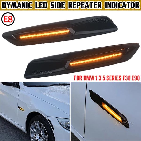 Para bmw f10 flash dinâmico sequencial âmbar led fender lado marcador luz para bmw f30 e90 e91 e92 e93 e46 e60 e61 lâmpada de sinal volta