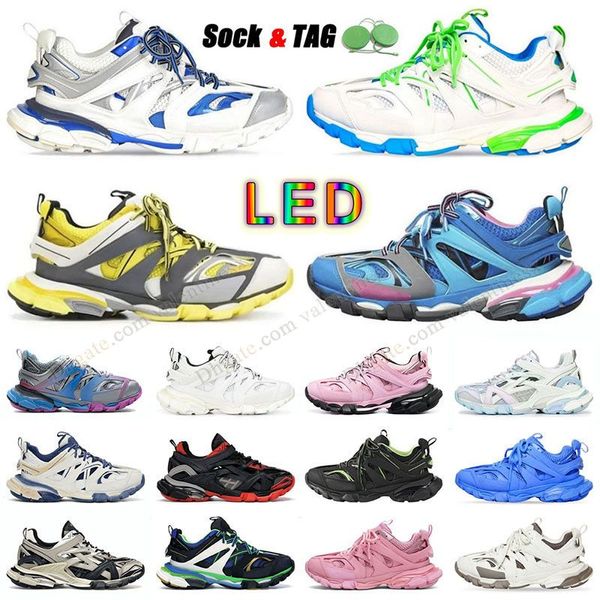 Designer Schuhe Track 3.0 Sapatos Casuais Faixas LED Sapatilhas Preto Branco Verde Transparente Nitrogênio Cristal 17FW Running Shoes Mens Womens Night Versão Treinadores Tops